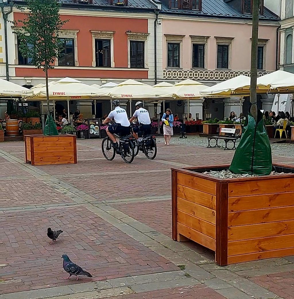 policjanci na rowerach służbowych 