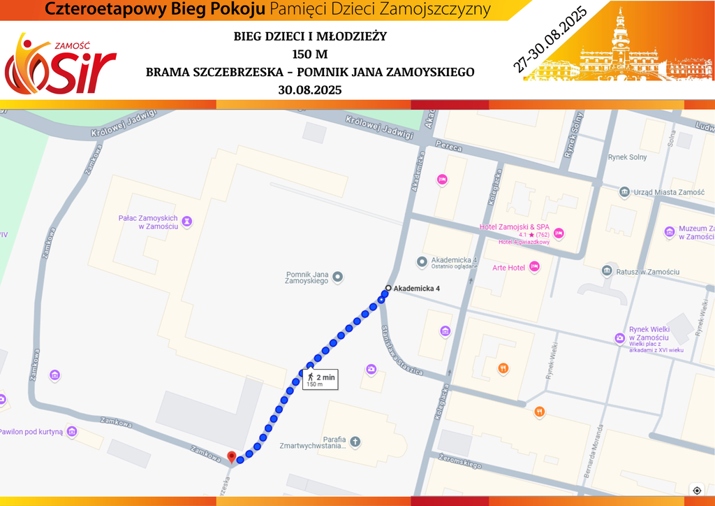 mapa z zaznaczoną trasą wyścigu 