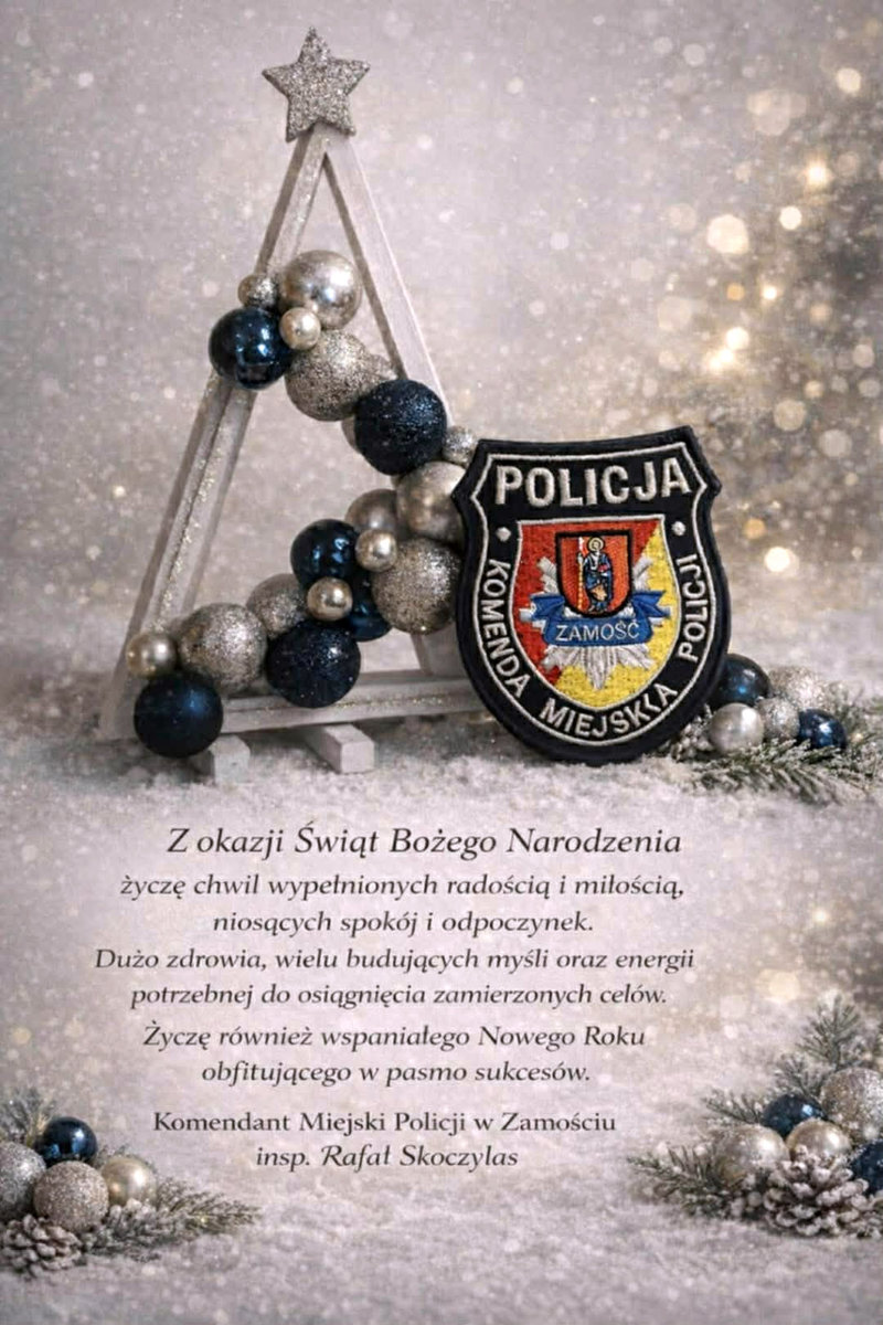 życzenia Komendanta Miejskiego Policji w Zamościu z okazji Świąt Bożego Narodzenia