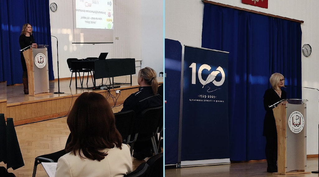 kolaż zdjęć - przemówienia dwóch kobiet 