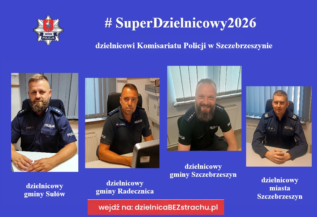 kolaż zdjęć dzielnicowych Komisariatu Policji w Szczebrzeszynie  