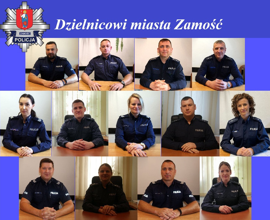 kolaż zdjęć dzielnicowych Komendy Miejskiej Policji w Zamościu 