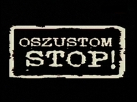 plakat akcji Oszustom STOP na czarnym tle