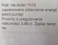 treść smsa o konieczności dopłaty