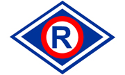 litera R w rombie znak policjantów ruchu drogowego