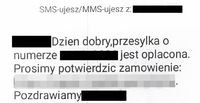 zdjęcie wiadomości z informacją o opłaceniu towaru