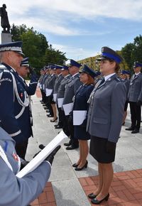 uroczysty apel na placu z okazji święta Komendy Miejskiej Policji w Zamościu