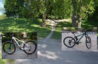 kolaż zdjęć park i dwa rowery