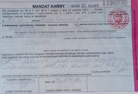 wypełniony blankiet mandatu karnego