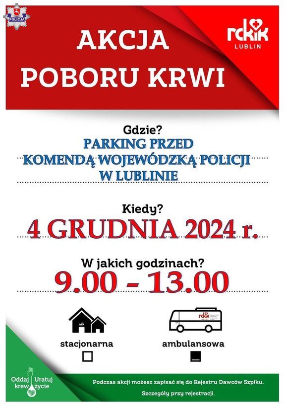 PLAKAT AKCJI POBORU KRWI