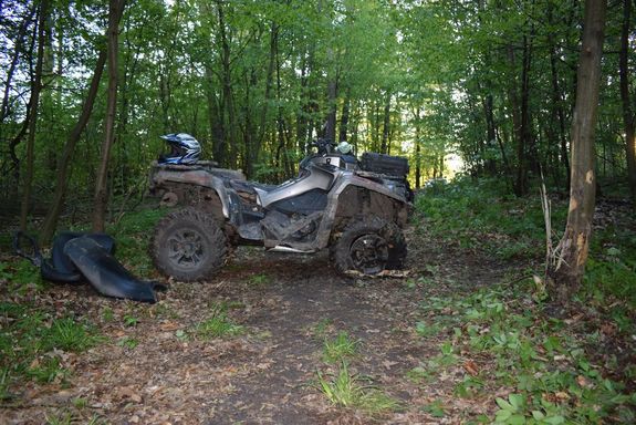 quad na leśnej drodze