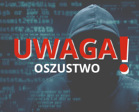 sylwetka człowieka w kapturze i napis uwaga oszustwo