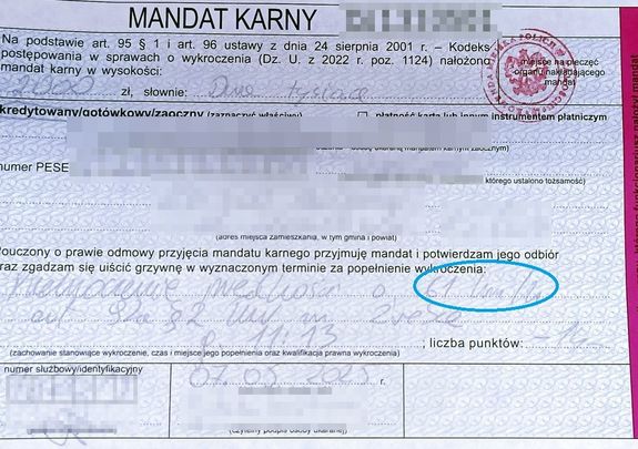 blankiet mandatu karnego