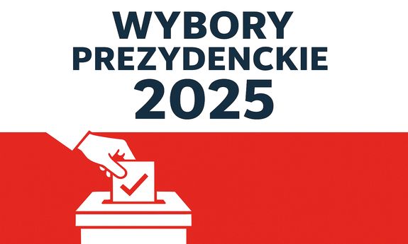na tle flagi polski napis wybory prezydenckie 2025