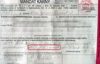 wypełniony blankiet mandatu karnego