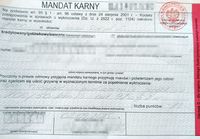 wypełniony blankiet mandatu karnego