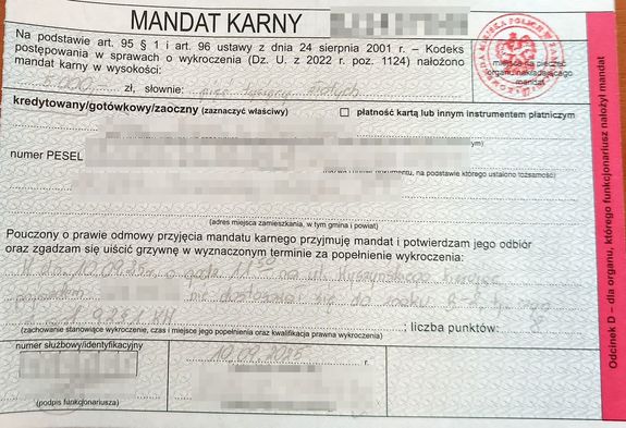 blankiet mandatu karnego