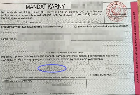 blankiet mandatu karnego