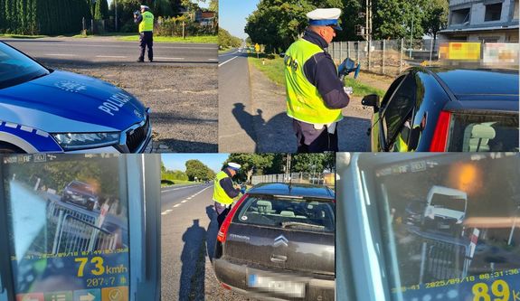 zdjęcia przedstawiające policjantów podczas akcji &quot;Prędkość&quot;