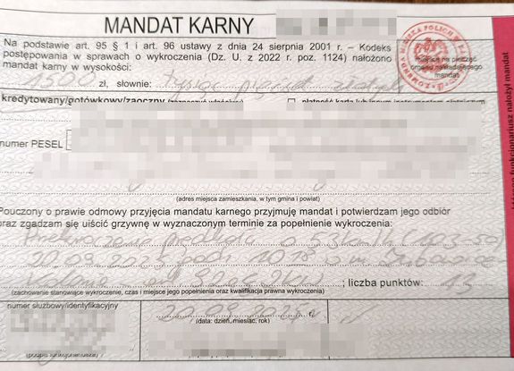 blankiet mandatu karnego