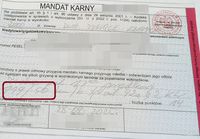 wypełniony blankiet mandatu karnego