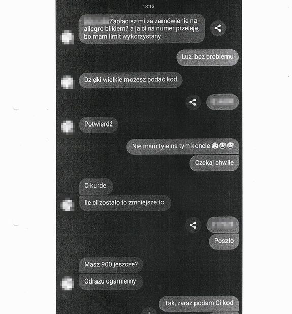 zdjęcie wiadomości przesłanych za pośrednictwem komunikatora internetowego