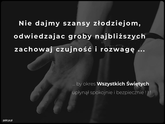 grafika dotycząca ostrzeżenia przed kradzieżami na cmentarzach