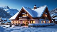 grafika domu z zimowej scenerii