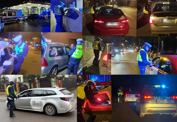 Policjanci kontrolują kierowców przewożących osoby na aplikację.