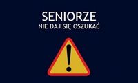 grafika z trójkątem ostrzegawczym oraz napis Seniorze nie daj się oszukać