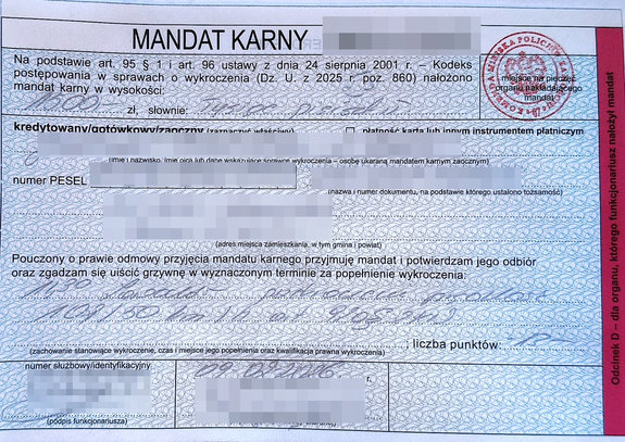 blankiet mandatu karnego