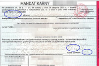 wypełniony blankiet mandatu karnego