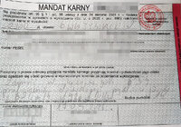 wypełniony blankiet mandatu karnego