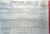 wypełniony blankiet mandatu karnego