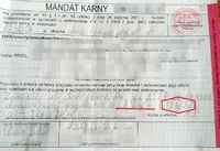 wypełniony blankiet mandatu karnego