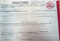 wypełniony blankiet mandatu karnego