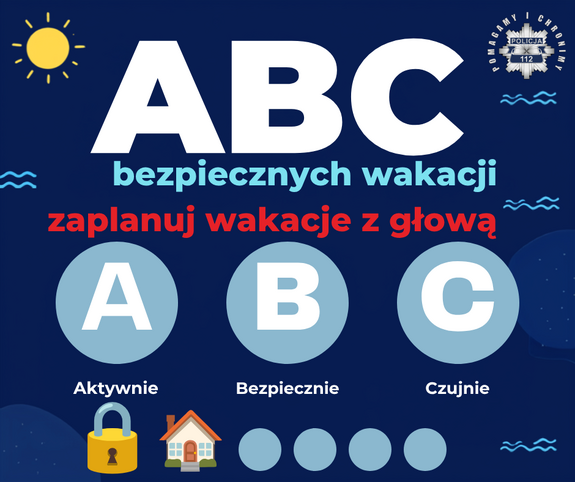 plakat akcji ABC bezpieczne wakacje
