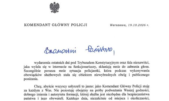 tekst listu komendanta głównego Policji